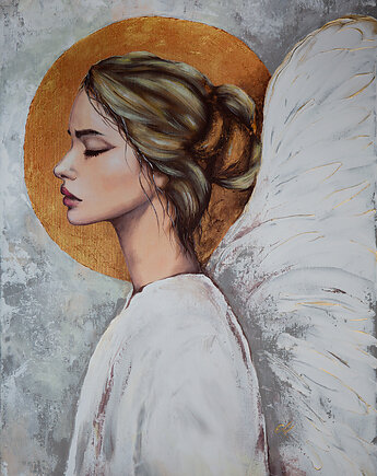 Ręcznie malowany Anioł - 50x70 cm, Twoja dedykacja