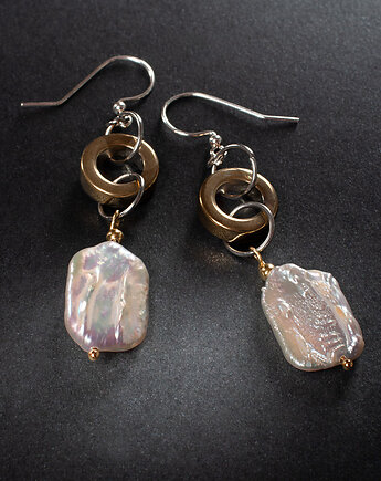 Kolczyki z perłami i hematytami. [PK5], Anillito