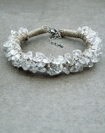 Kryształ górski bransoletka lniana, galeria nuit