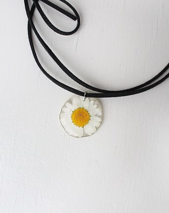 Choker ze stokrotką na rzemyku, Flores Jewellery