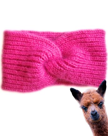 Wełniana opaska handmade z alpaki i merino, ciepła, miękka, niegryząca