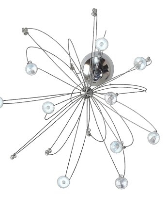 Lampa wisząca Pająk chromowana, 16 punktów światła, lata 80.
