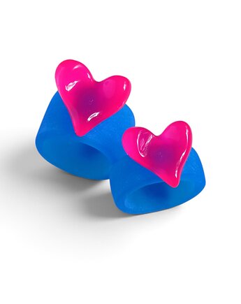 Pierścionek x2 : RAZEM TANIEJ! pierścionki z żywicy : HEART : blue & pink