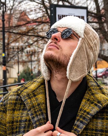 Ciepła Czapka W Stylu Aviator Z Nausznikami