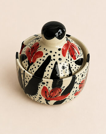 Ręcznie robiona cukiernica ceramiczna z pokrywką