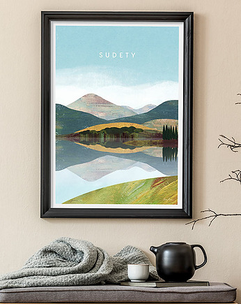 Plakat Sudety - widok z górami