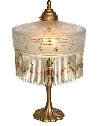 Lampa stołowa Art Deco, lata 50. Mosiądz i szkło Vintage 2x E27