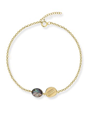 Bransoletka srebrna pozłacana z masą perłową, Elise Biżuteria