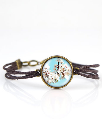 Bransoletka - Kwitnące kwiaty - sznurki, brąz, yenoo