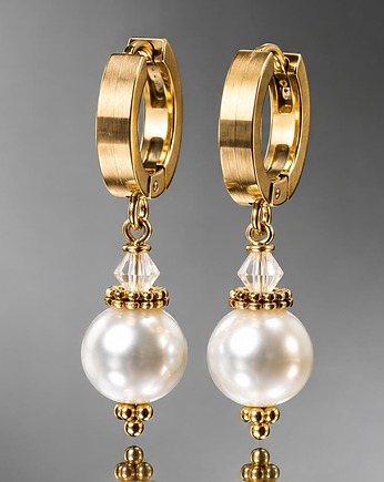 Kolczyki pozłacane Pearls [white] perły vol. 26