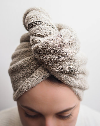 Lniany turban frotte dark natural