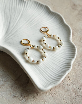 Białe kolczyki koła z masy perłowej, AT NOON