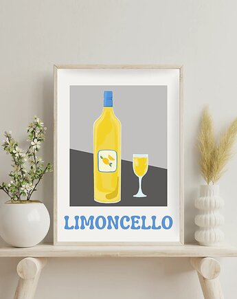 Plakat z drinkiem Limoncello (grey version) - plakat w włoskim stylu
