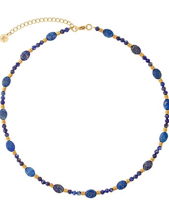 Naszyjnik mix Lapis Lazuli x Hematyt - Pozłacana stal szlachetna