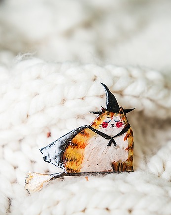 Broszka halloweenowy kot