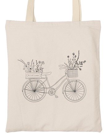 Torba kwiaty rośliny line art rower