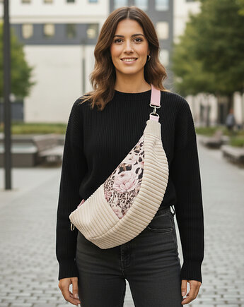 Nerko torebka damska sztruks i kwiaty Moon Bag MB01-02