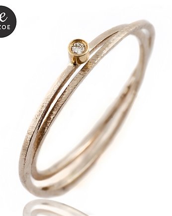 BIZOE - Złoty pierścionek z brylantem 0,015 ct