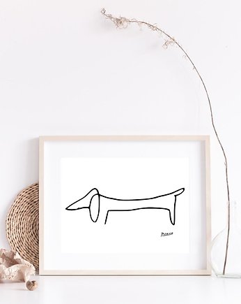 PLAKAT z psem, PIES, Picasso, ilustracja, grafika