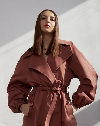 Trencz oversize w kolorze marsala