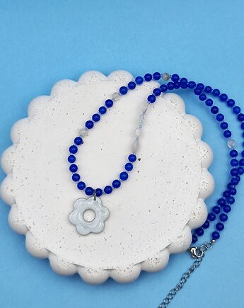 Naszyjnik FLOWER blue jadeit