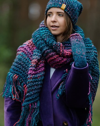 Duży szal MAXCOLOR szalik handmade " kosmiczne energie"