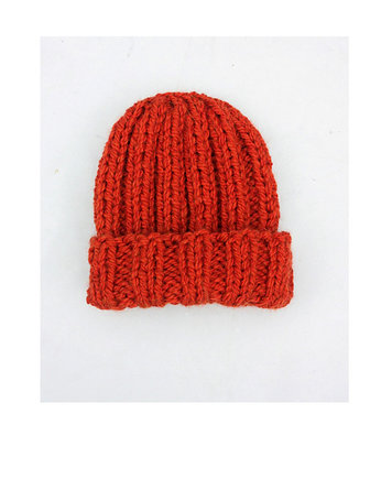Czapka beanie wełna peruwiańska alpaka pomarańcz