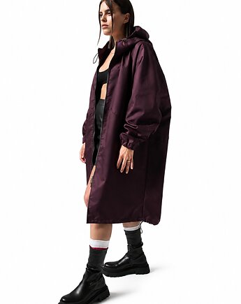 Płaszcz longline hoodie oversize burgund