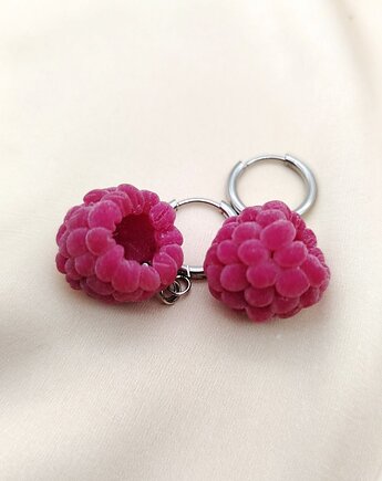 Kolczyki z malinami handmade stal nierdzewna zapięcie angielskie
