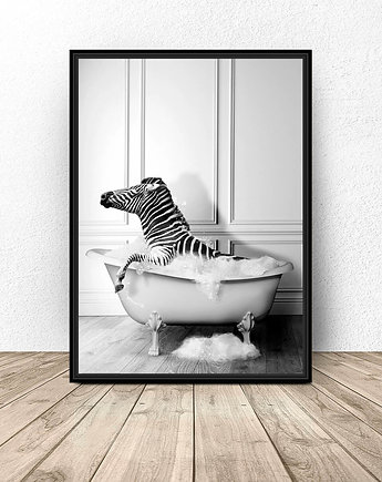 Plakat do łazienki "Zebra w wannie"