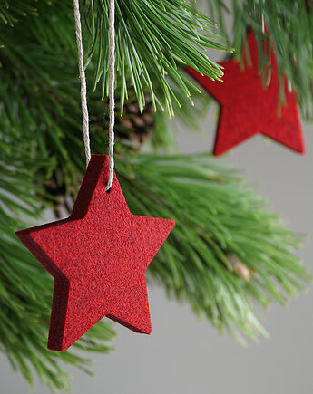Zestaw filcowych ozdób na choinkę w kształcie gwiazdek, Silken Camellia