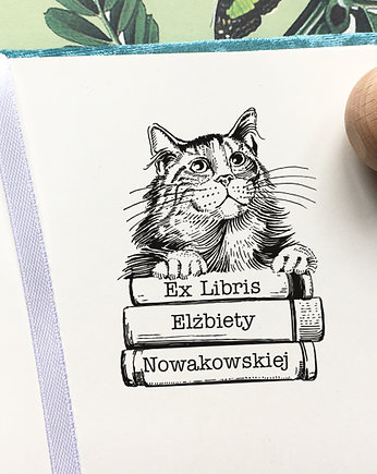 Stempel Ex libris Kot i książki