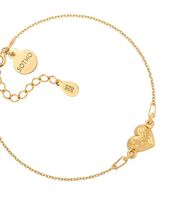 Złota bransoletka z gniecionym serduszkiem, SOTHO