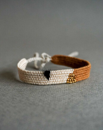 Wąska bransoletka handmade na sznureczku, Słońcem Tkane