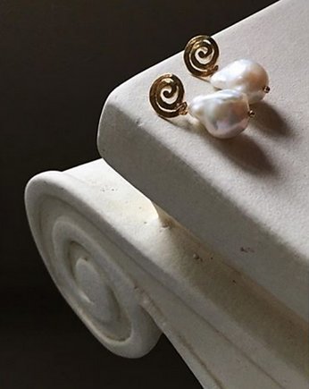 Kolczyki srebrne Irregular Pearl Earrings / Large / Ancient Spirals