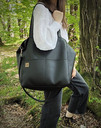 Lazy bag Pocket torba czarna ekoskóra oversize