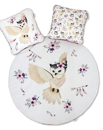Sówki Boho Welurowa mata do zabawy oraz dwie poduszki., Nuva