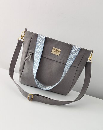 Torba T H E A Grey - mały shopper, szara zamszowa