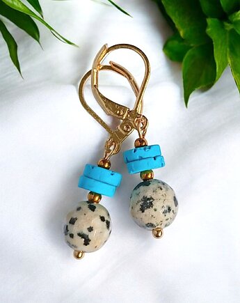 JASPER collection : kolczyki krótkie : jaspis & lawa turkusowa, kaktusia