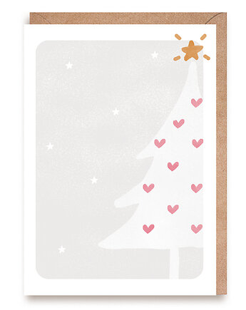 Kartka świąteczna Bożonarodzeniowa z białą choinką, Cardie