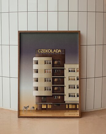 Plakat Dom WEDLA, Puławska 26, Warszawa, zeberki wedlowskie