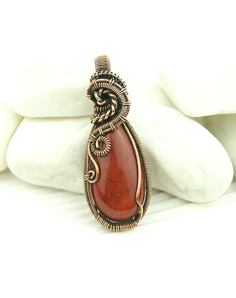 Jaspis mokait wisiorek wire wrapping