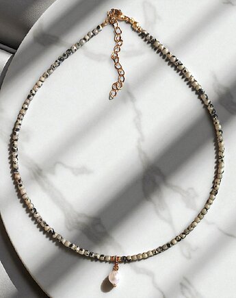 Basic choker : jasper & pearl : jaspis i perła