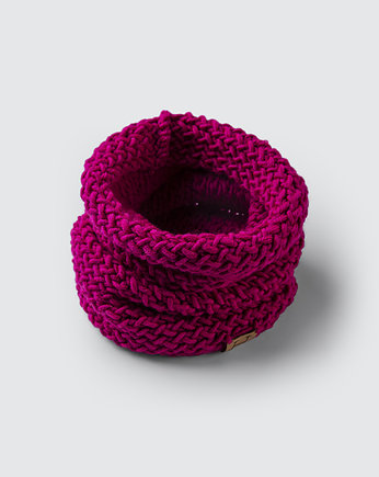 Komin z wełny merynosa handmade FUKSJA