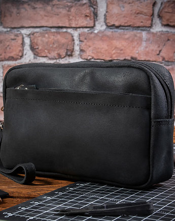 Saszetka na Dokumenty Męska Skórzana do Ręki Czarna Vintage Belveder WX14, Belveder