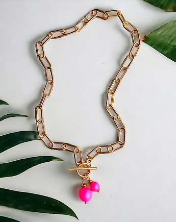 Swarovski neon pearls : TWO : neon pink : naszyjnik, kaktusia