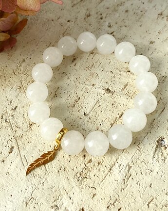 Bransoletka jadeit mleczny- srebro 925 pozłacane, Coccola JEWELLERY