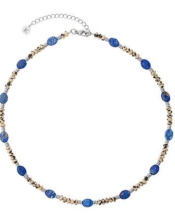 Naszyjnik Lapis Lazuli x Kamień Dalmatyński - Srebrna stal szlachetna