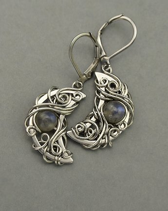 Kolczyki księżyce labradoryt wire wrapping