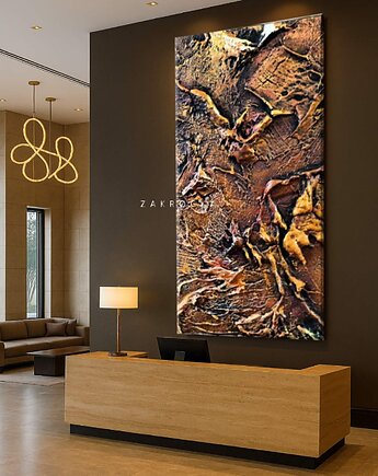 Obrazy do salonu - metaliczny płaskorzeźba 80x160cm